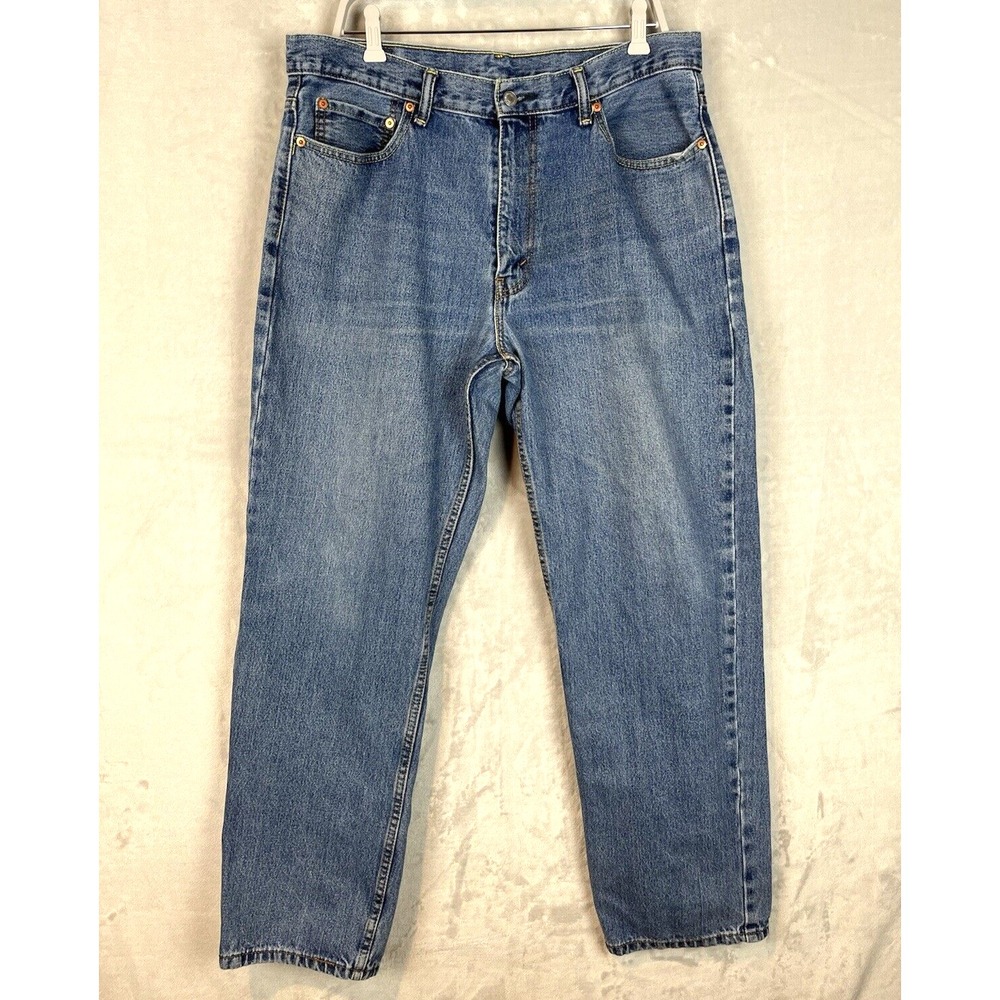 LEVIS 550 Jean Men 36x32 Stonewash Denim Relaxed Straight Leg Whisker Cotton